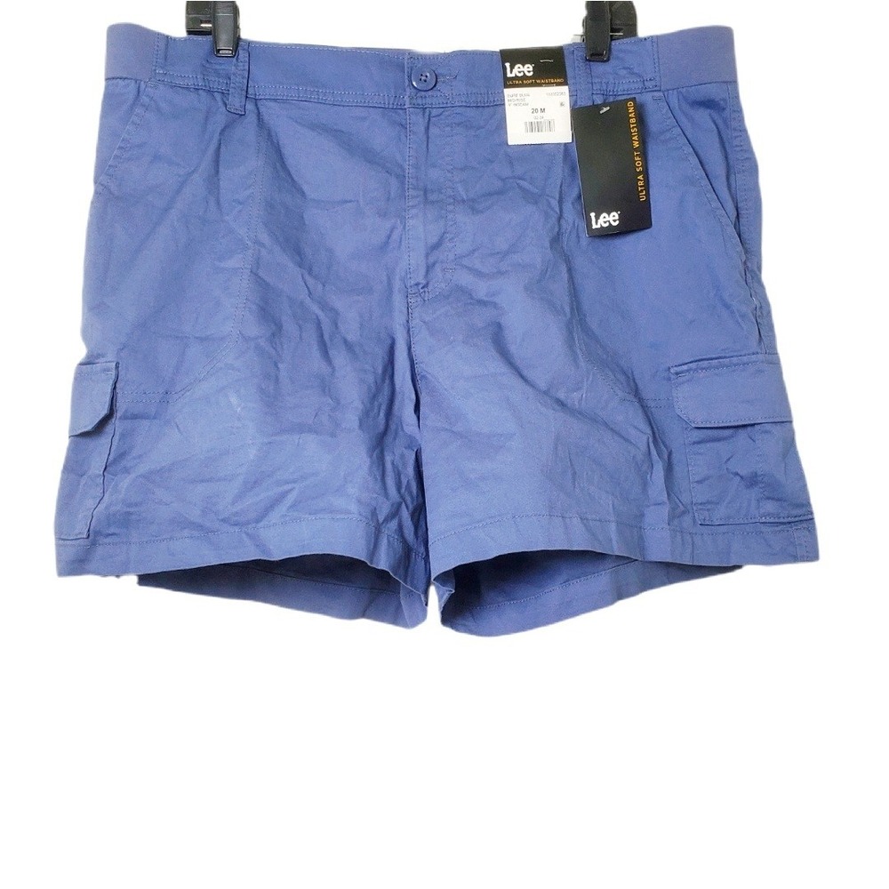 Lee Surf Blue Mid Rise Cotton Cargo Shorts 5in Inseam Women's Size 20 112352363